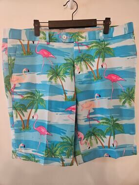 Opposuits Men's Shorts 48W Flamingos Ocean Palm Trees Fun Vacation Resort b70